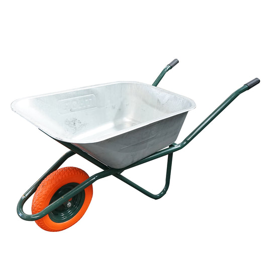 Fém talicska 80L poliuretán kerékkel 350/8 és horganyzott tállal 880x600x270mm Thor