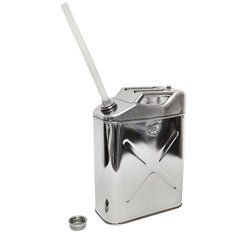 20 LITERES ROZSDAMENTES ACÉL TARTÁLY RUGALMAS TÖMLŐVEL ÉS DUGÓVAL