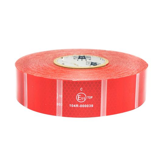 Fényvisszaverő szalag, piros, szaggatott, ponyvához – 38 m