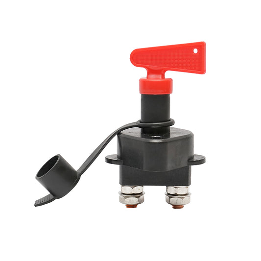 Főkapcsoló 12/24V, réz M10 csatlakozóval, műanyag kulccsal és védőkupakkal, 65 mm rögzítési távolság, Breckner Germany