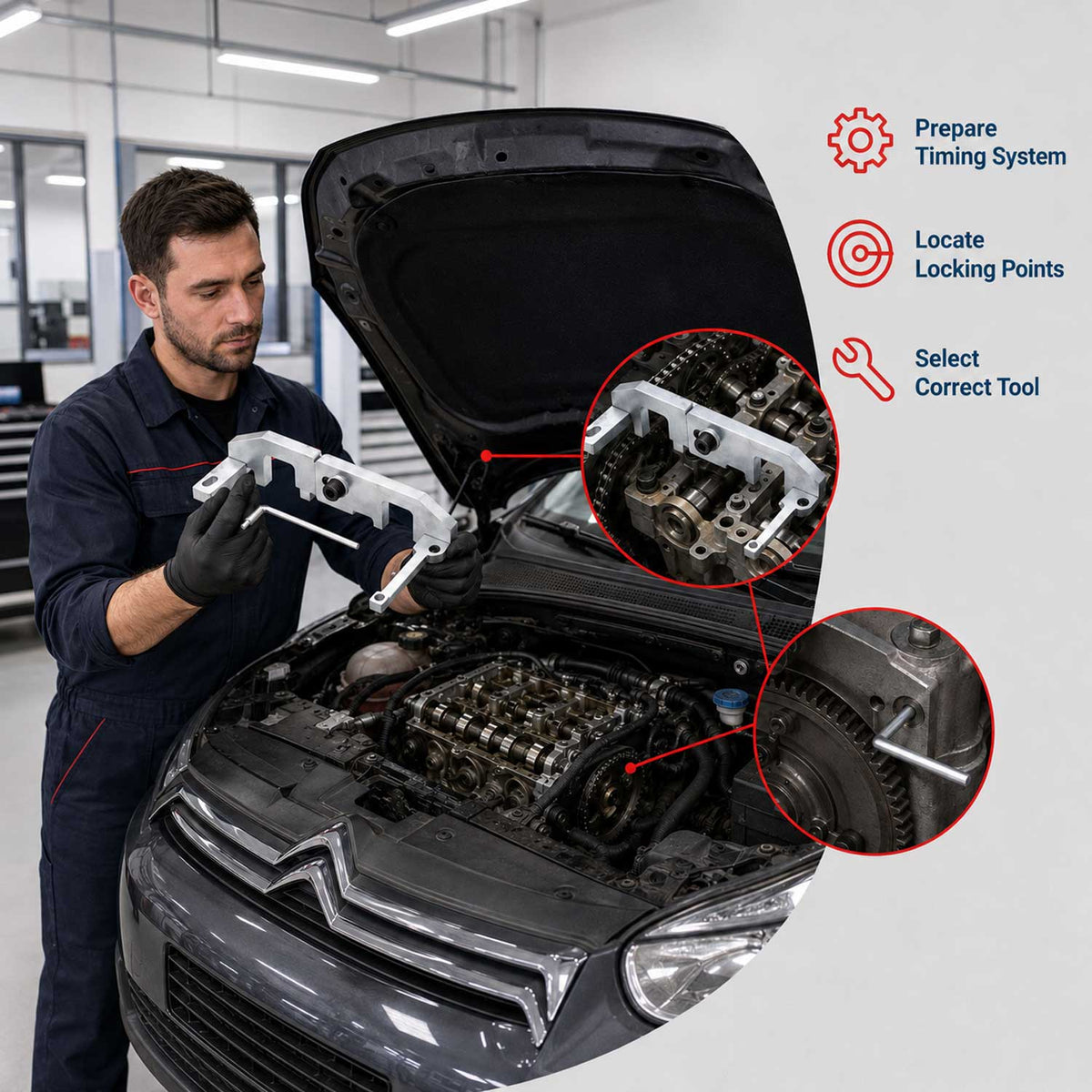 Főtengely beállító blokkoló készlet CITROEN PEUGEOT psa 1.0 1.2 vti thp e-vti
