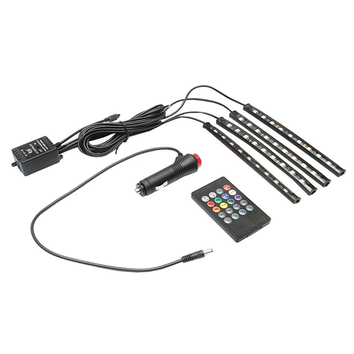 Belső RGB LED hangulatvilágítás készlet autóba, 12V/6A, távirányítóval
