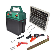 Impulzusgenerátor elektromos kerítéshez, 9–12 V, 0,38 Joule, 10 W napelemmel, Breckner Germany