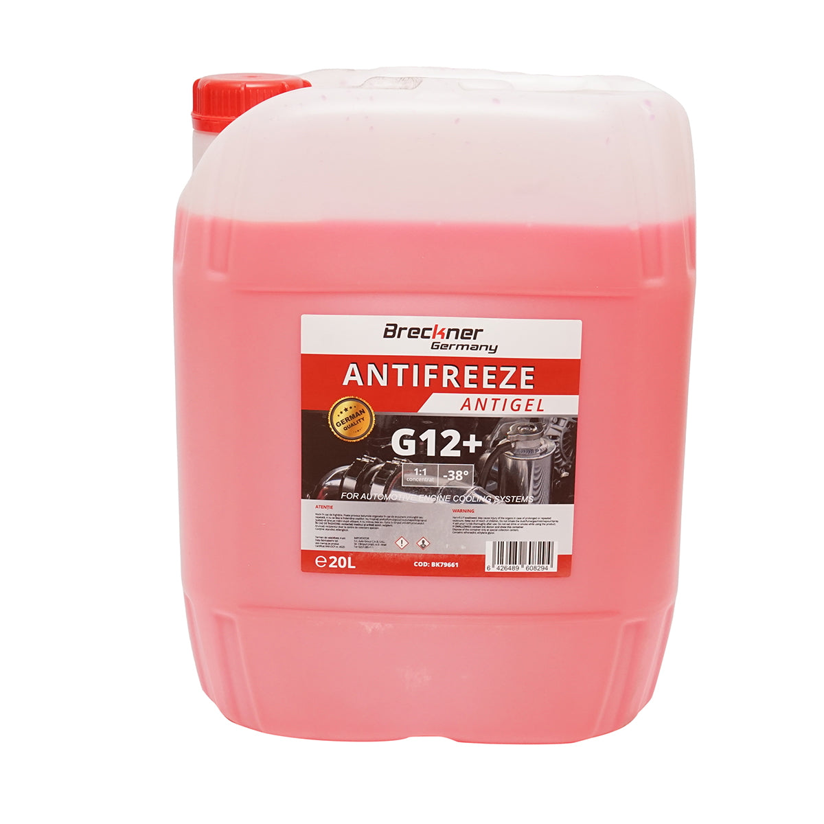 Fagyálló G12+, piros/rózsaszín, -38 °C, 23kg/20L, Breckner Germany