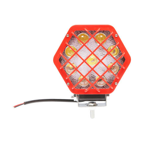 HATSZÖGLETŰ REFLEKTOR, PIROS MŰANYAG RÁCCSAL, 9 LED, 30° SUGÁRZÁSI SZÖG, DC 10–80V, 27W, BRECKNER GERMANY
