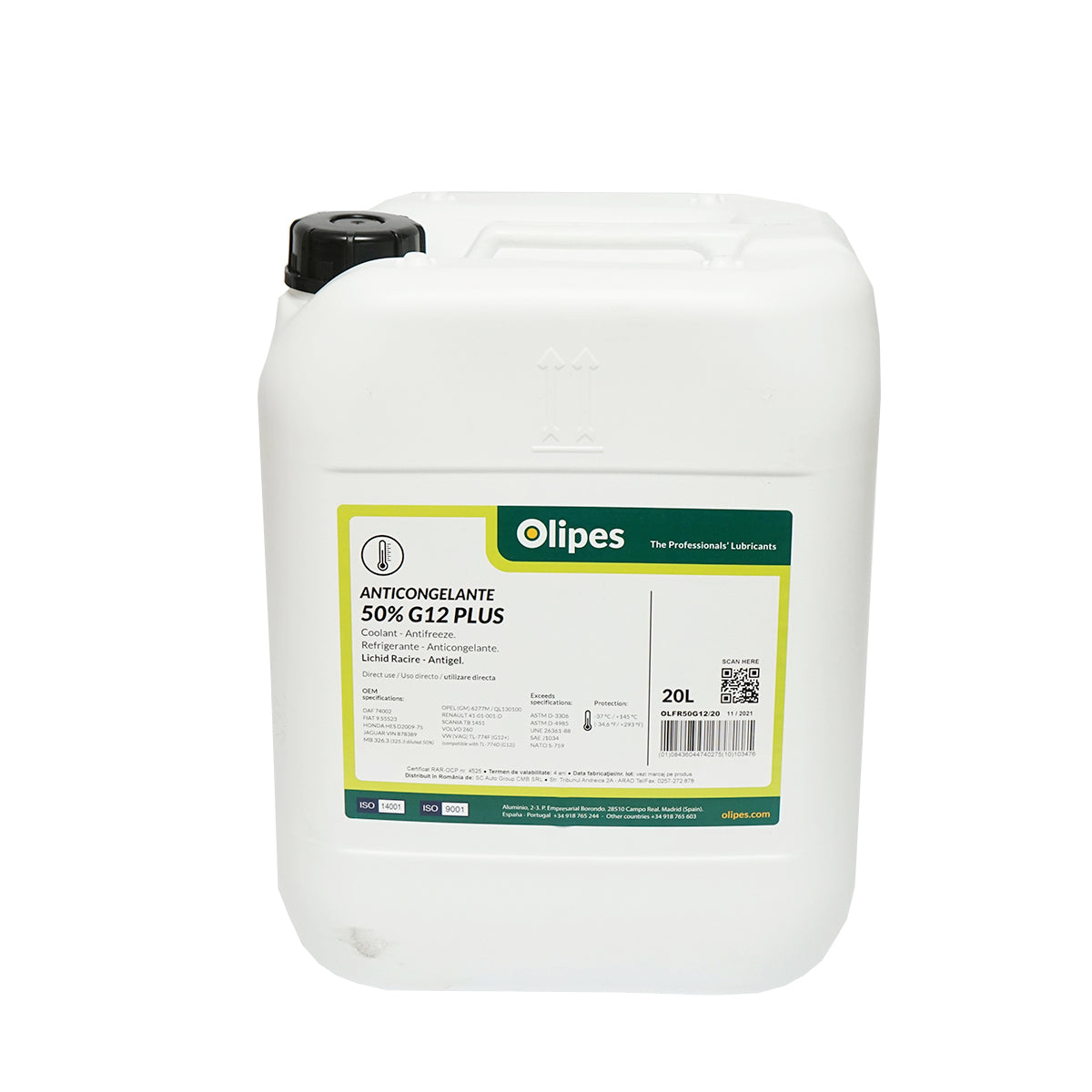 Organikus fagyálló Olipes G12 Plus, előkevert 50/50, -35 °C, 20L