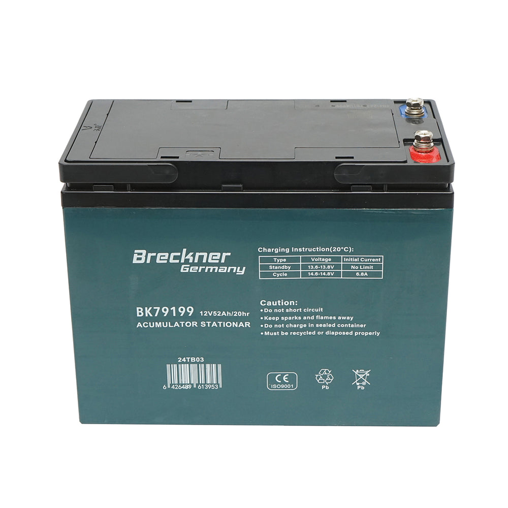 Vrla gél akkumulátor elektromos kerékpárhoz 12V 52ah 20hr 224x174x120mm BRECKNER GERMANY