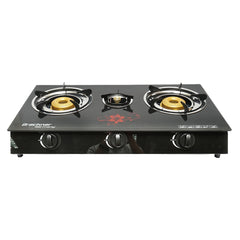 GÁZTŰZHELY, 3 FÉMÉGŐ 2.5KW, BIZTONSÁGI ÜVEG 700X380X94MM BRECKNER GERMANY