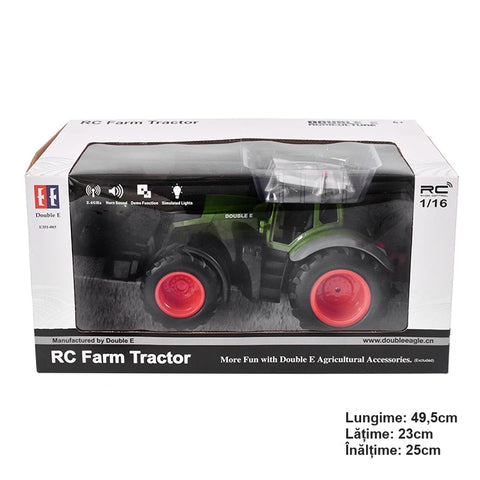 Játék traktor távirányítóval doubleE RC 1:16 2.4 Ghz, fények, hangok, 25 m hatótávolság 2.16 km/h sebességgel, Double-Eagle