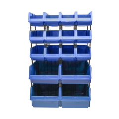 ALKATRÉSZTÁROLÓ ÁLLVÁNY 16 TÁROLÓ DOBOZZAL, KÉK MŰANYAG 680X510X1100MM
