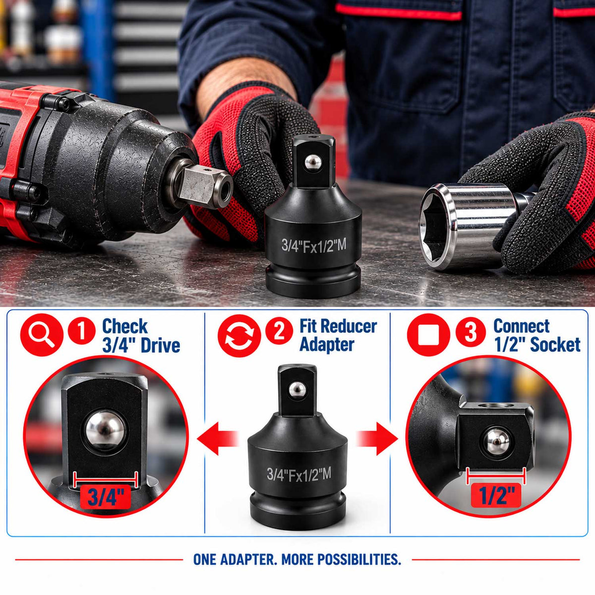 Átalakító adapter 3/4 - 1/2 GEBO TOOLS