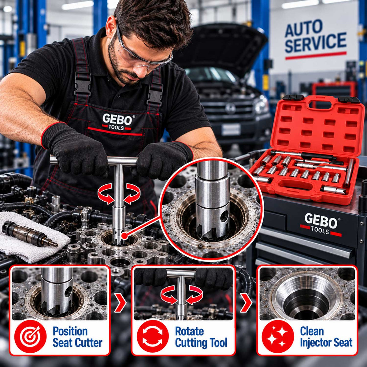 Szelepfészek maró készlet 17 db GEBO TOOLS