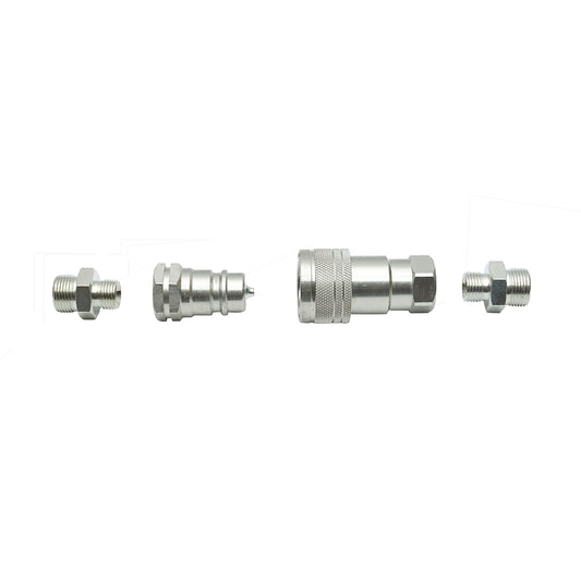 Átmenő szelep anya-apa kúpos csatlakozással, M16 menettel, M16x20 átalakítókkal (1/2" gyorscsatlakozó anya+apa készlet), 92,8x37x29,6 mm