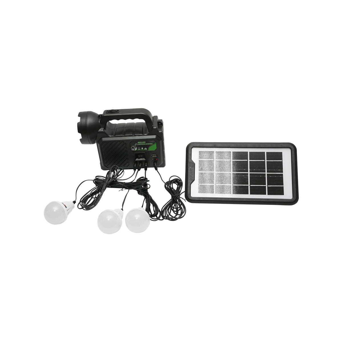 Hordozható LED világítási készlet 3 izzóval/projektorral, napelemmel és 3.7V, 5500 mAh akkumulátorral, horgászathoz, kempingezéshez, GD-P30