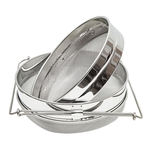 Dupla rozsdamentes acél szűrő méz szűréséhez, 235 mm