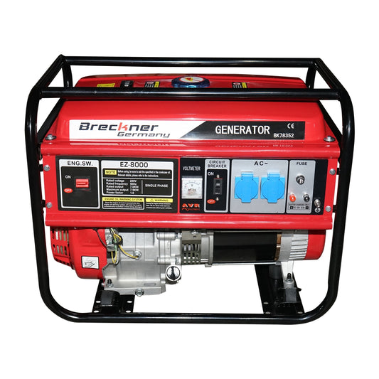ELEKTROMOS BENZIN GENERÁTOR 220V 7.5KW 50HZ, 17LE KÉZI INDÍTÁS BRECKNER GERMANY
