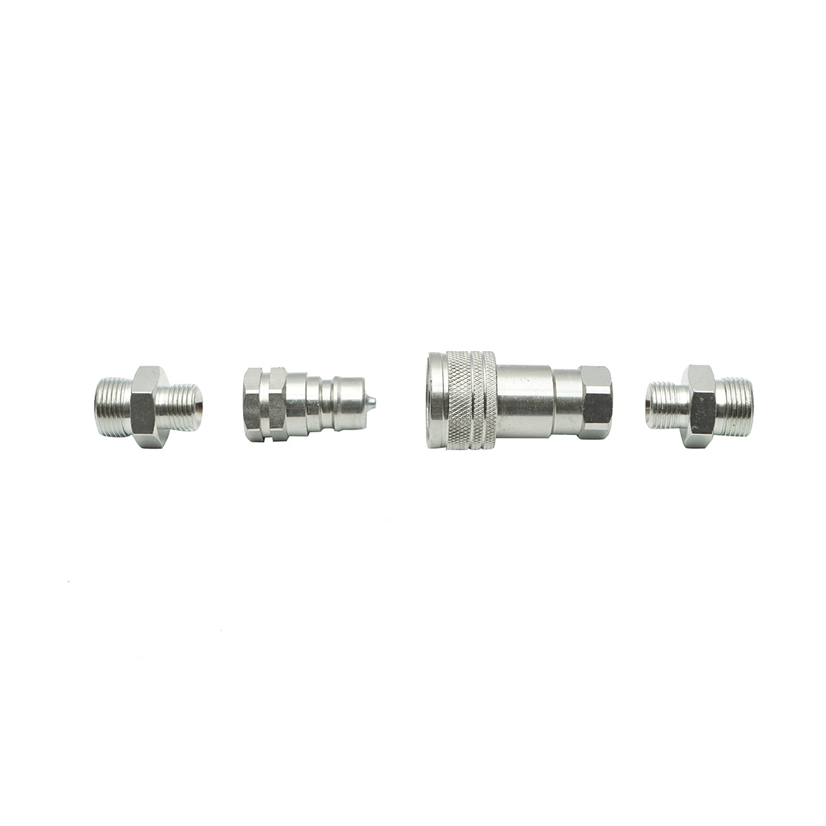 Átmenő szelep anya-apa kúpos csatlakozással, M16 menettel, M16x20 átalakítókkal (1/2" gyorscsatlakozó anya+apa készlet), 78,8x32x24 mm