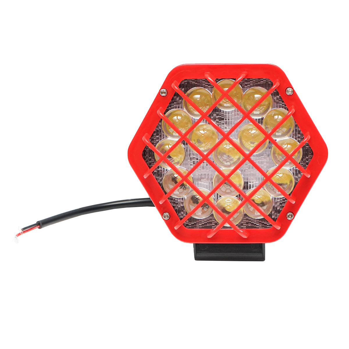 Lámpa / spot reflektor, piros műanyag ráccsal, 16 LED, DC 10–80V, 48W, 30° sugárzási szög, Breckner Germany