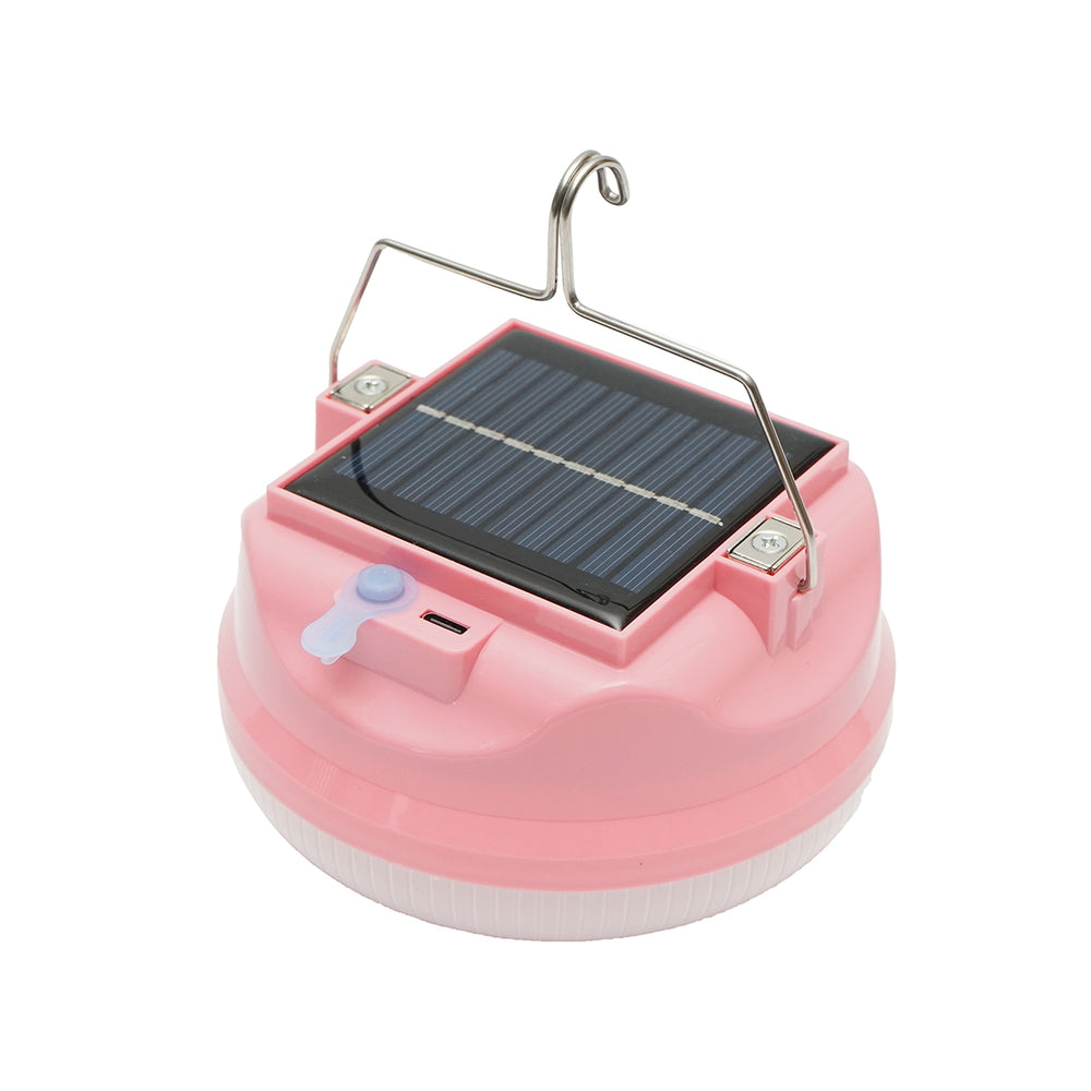 Led lámpa 200W, napelemmel és 2400 mah akkumulátorral, rózsaszín