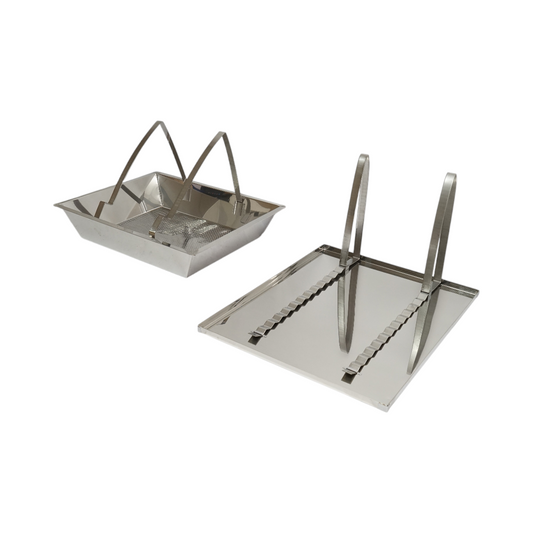 Lefedő tálca rozsdamentes acél szűrővel, 520×415×110 mm