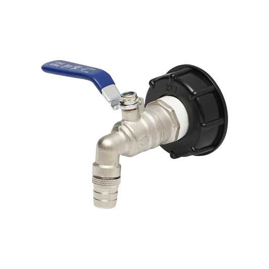 IBC tartály leeresztőcsap, 1", sárgaréz, 60 mm belső menettel