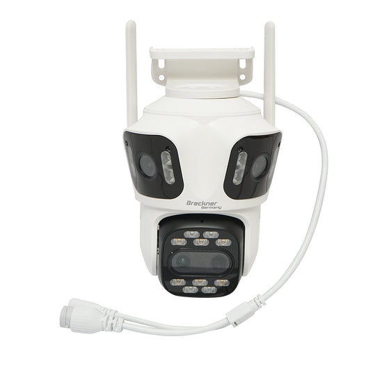 Felügyeleti kamera, 4 lencsével, 3 db 16 MP objektív, WIFI 2.4GHz, 360° forgás, PTZ, 10X zoom, IR éjjellátás, emberi jelenlét felismerés, IPC360 Home alkalmazás