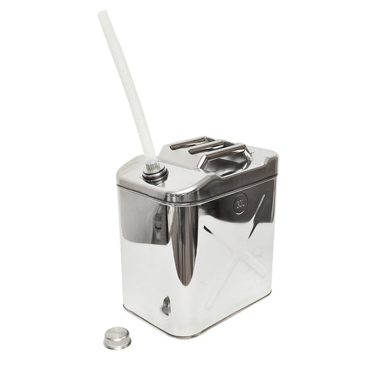 Rozsdamentes acél kanna rugalmas tömlővel és kupakkal, 30 l