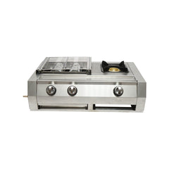 Kemping grillsütő 2 égővel és 1 főzőfelülettel 676x400x185 mm Brecner Germany