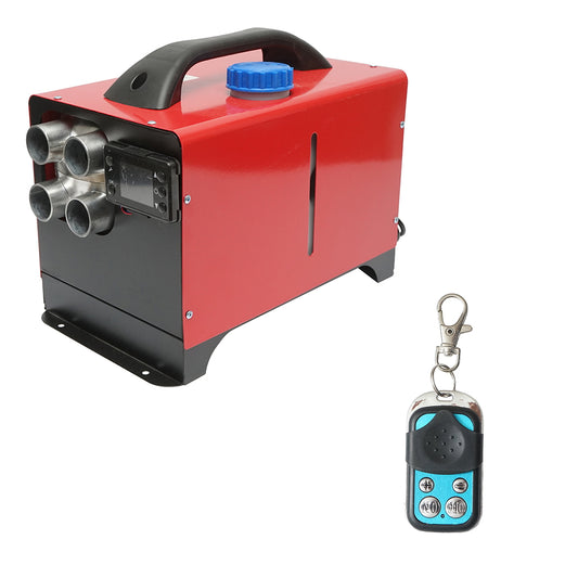 Sirocou, hordozható állóhelyzeti fűtés 12–24/220V, 5KW, LCD kijelzővel, távirányítóval és Kyocera izzítógyertyával, Breckner Germany, 0,14 - 0,35 L / h