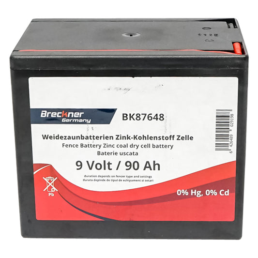 Száraz akkumulátor (nem újratölthető), 9 V, 90 Ah, elektromos kerítéshez, Breckner Germany