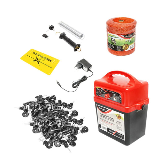 Elektromos kerítéskészlet, 9–12 V / 220 V, 1 Joule, 1000 m vezeték, Breckner Germany