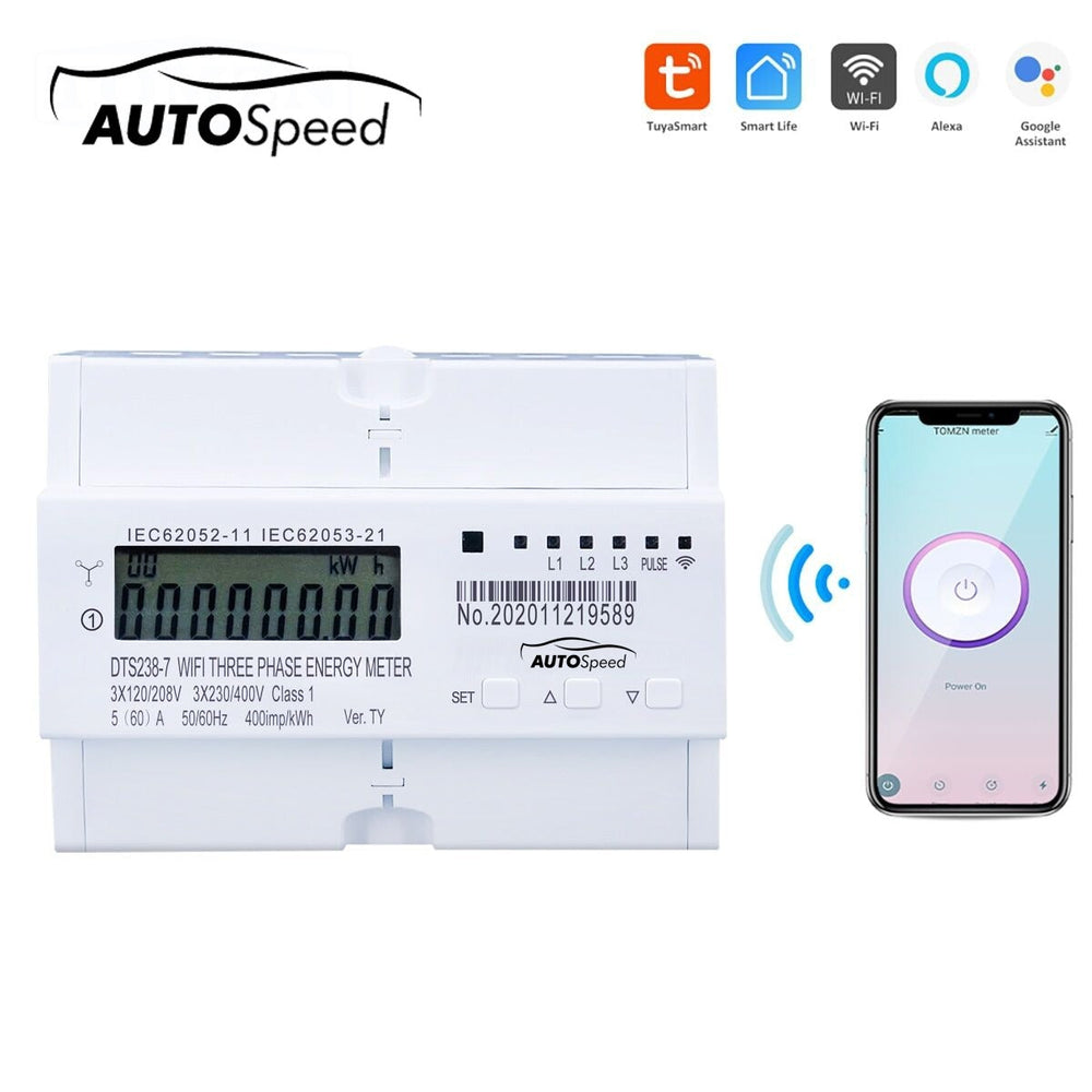 Okos villanyóra 3-fázisú 380V, 80a, dts238-7 WIFI kompatibilis a tuya, smart life, intelligens energia- és teljesítménymérővel autospeed