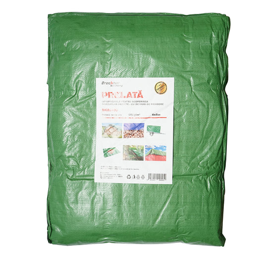 Zöld ponyva rögzítőszemekkel, 100g/m², 6x8 m, Breckner Germany