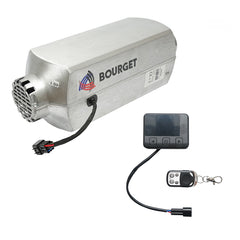 Állóhelyzeti fűtés, gazdaságos sirocou 12–24V, 5KW, LCD kijelzővel és távirányítóval, Bourget, aluminium