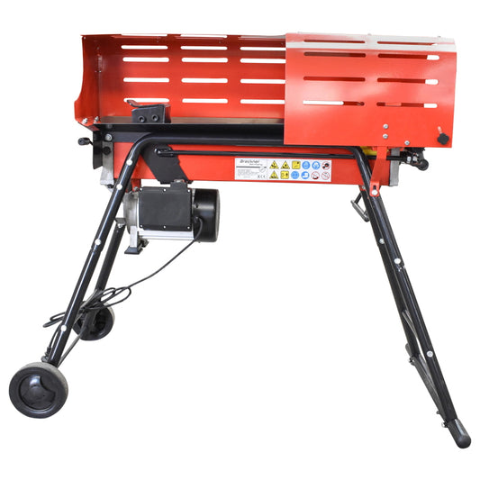 Vízszintes rönkhasító, 7 tonnás, 230 V, 2 kW, állítható magasságú állvánnyal és védelemmel, Breckner Germany