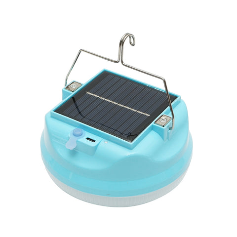 LED lámpa 300W, napelemmel és 2400 mAh akkumulátorral, kék
