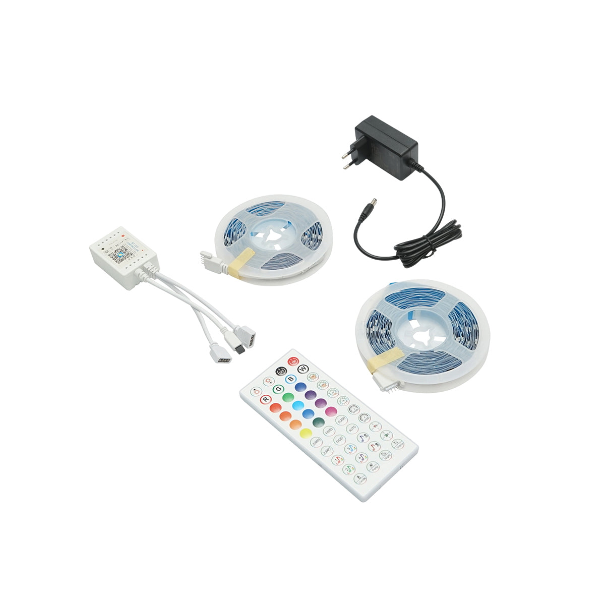 LED szalag smart, 2x5 m, 12V, távirányítóval, hangvezérléssel, Bluetooth, applikációval, USB, 10 m, RGB, Breckner Germany