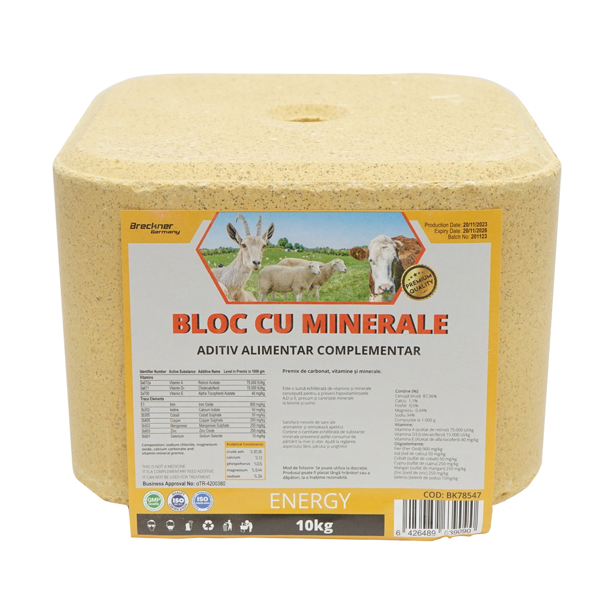10 kg-os sótömb vitaminokkal és ásványi anyagokkal állatok számára, Breckner Germany