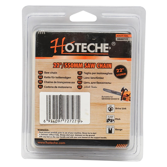 Láncfűrészlánc, 0.325" osztás, 86 láncszem, 43 vágófog, 55 cm (22 hüvelyk) hosszúság, Hoteche