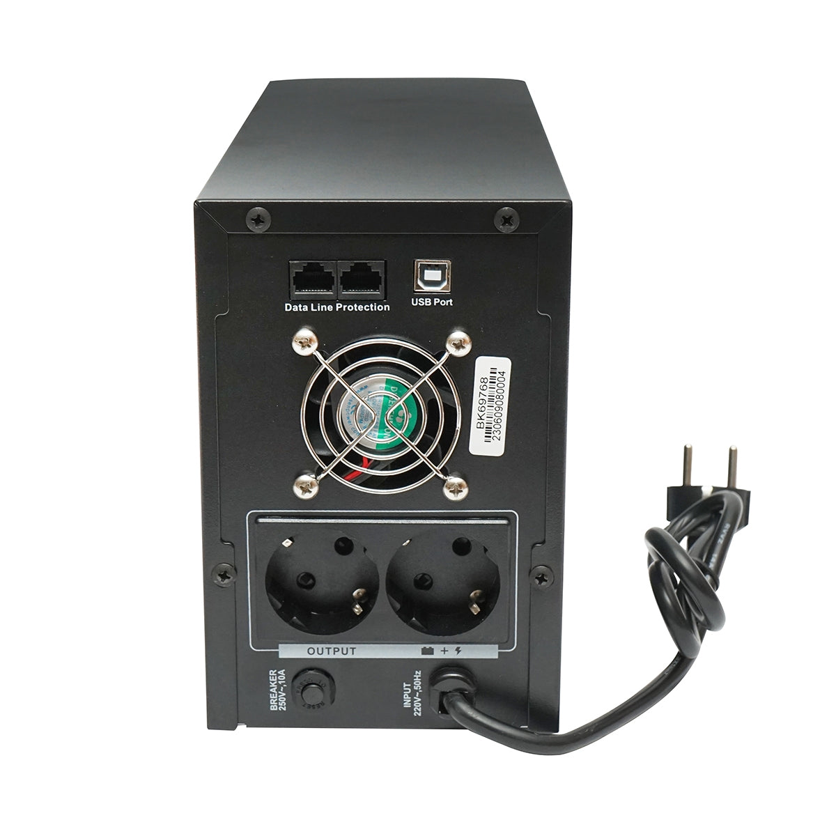 UPS 2000VA/1200W 2x9Ah akkumulátorokkal és 2 shuko aljzattal, LCD, USB, AVR Breckner Germany