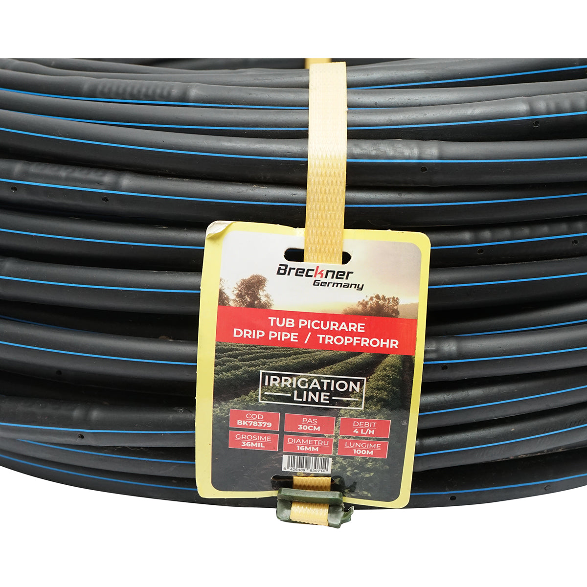 Csepegtetőcső, 100 m tekercs, 4 l/h, D16 mm, 33 cm osztás, Breckner Germany