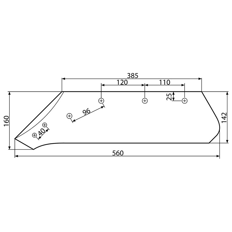Bal oldali csoroszlya 73005/L Kverneland 160x560 mm