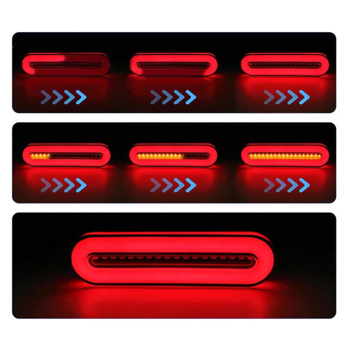 Hátsó LED féklámpa, 12–24V, 235x43x20 mm, dinamikus irányjelzővel, Breckner Germany