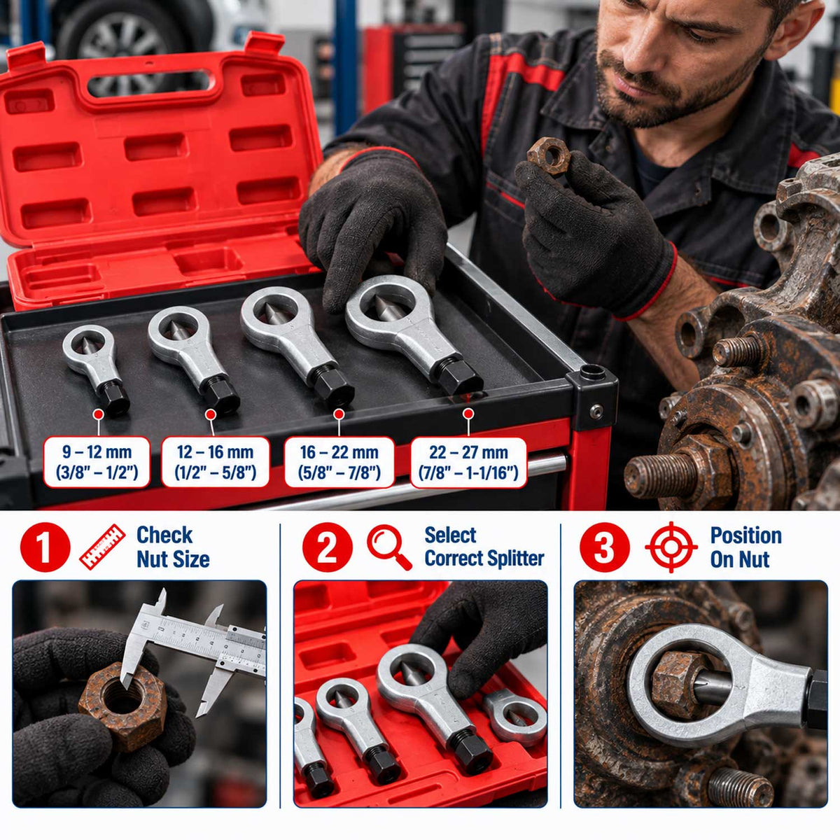 Vágó készlet anyák és csavarok vágásához 9-27mm 4 db GEBO TOOLS