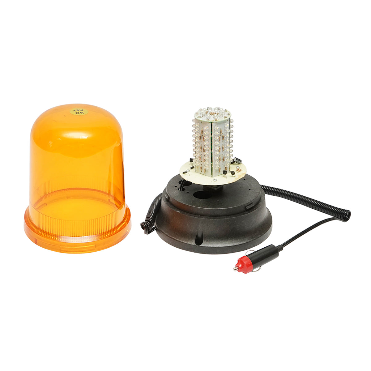 LED villogó, mágneses talppal, szivargyújtós csatlakozóval, 12V