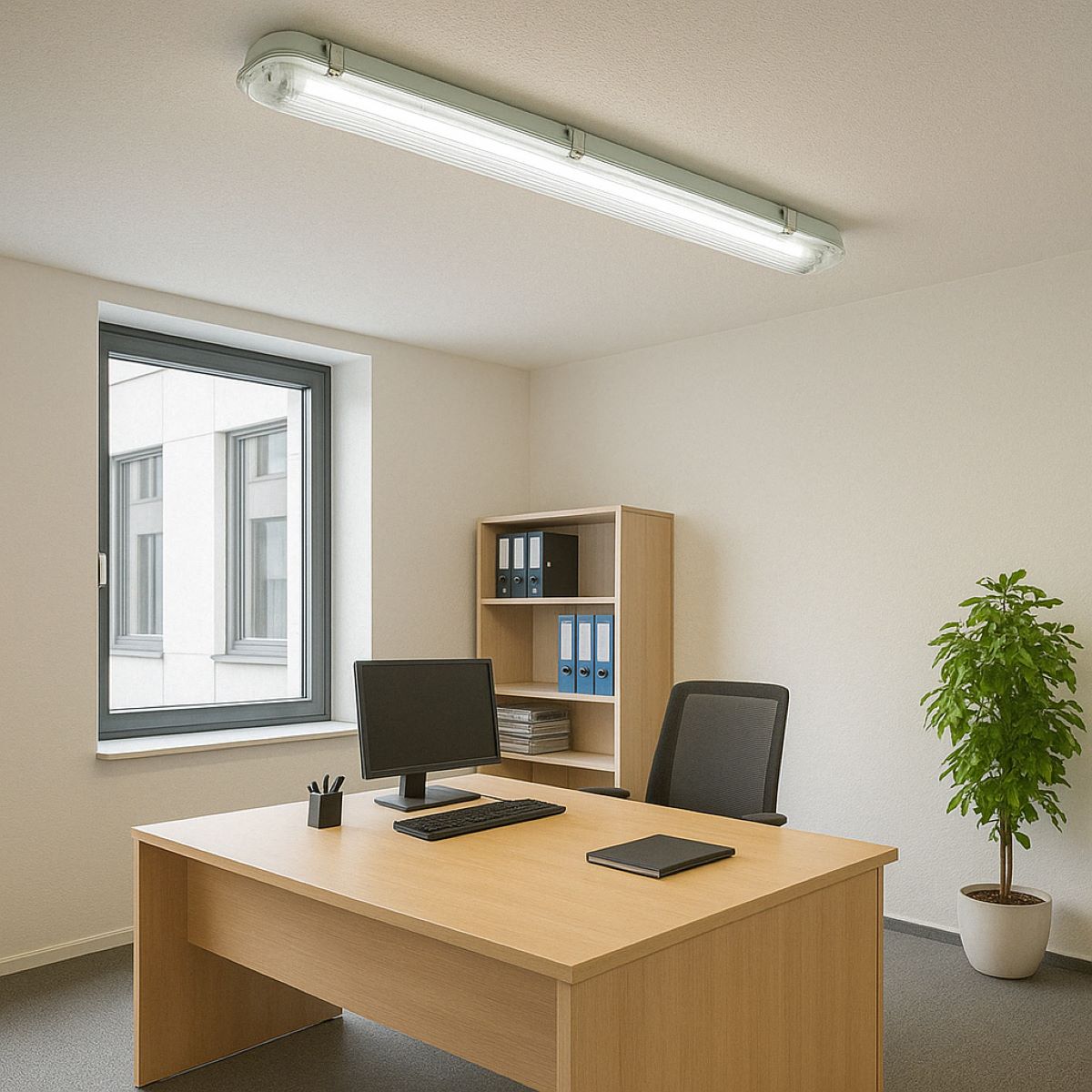 LED világítótest fluoreszkáló csőhöz, 2x36W, 220V, 1270x130x90 mm, IP65, Breckner Germany