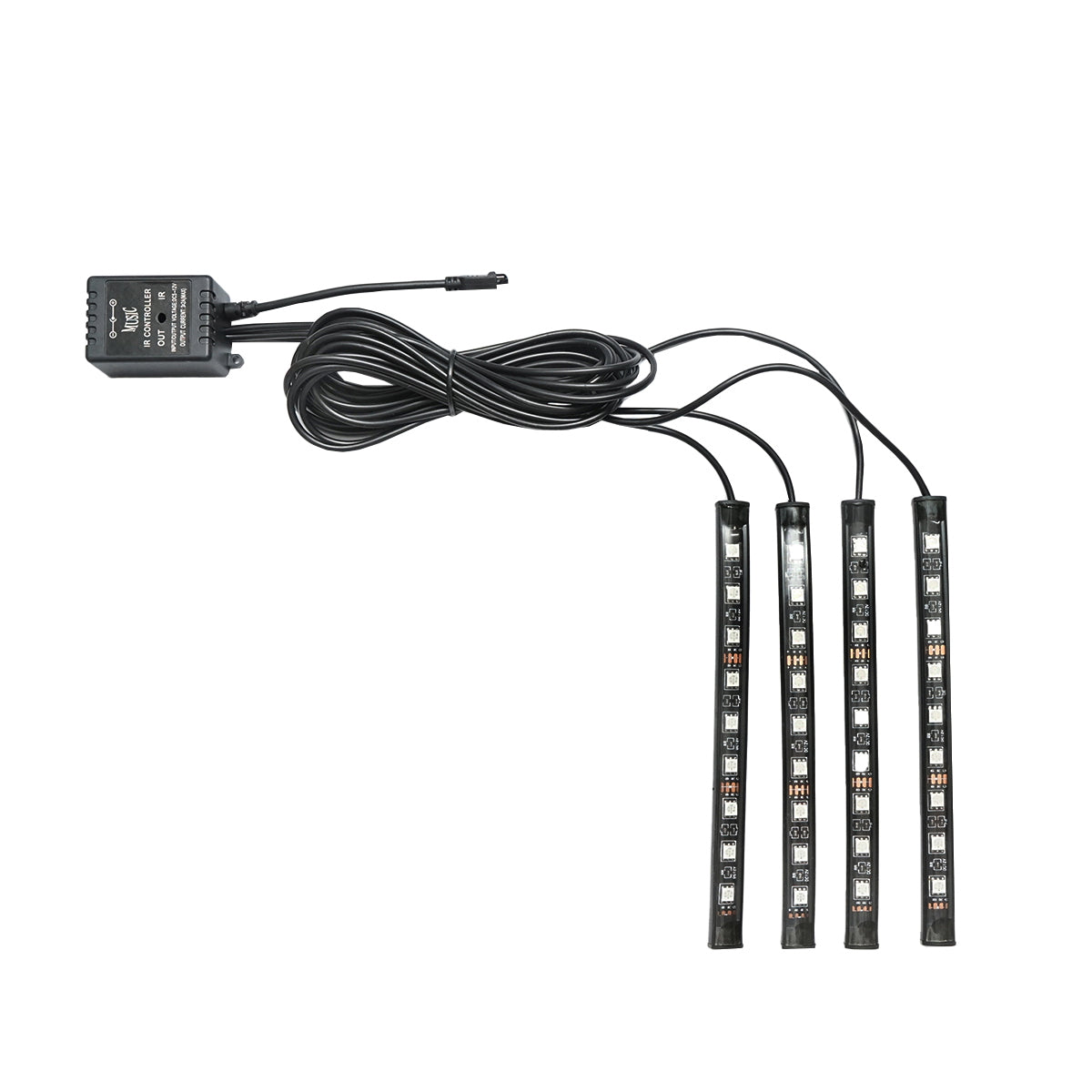 Belső RGB LED hangulatvilágítás készlet autóba, 12V/6A, távirányítóval