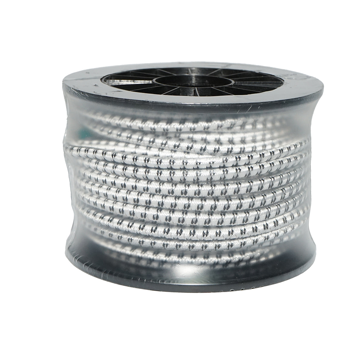 Elektromos kerítés dróttekercs, fehér-fekete, 7 mm átmérő, rugalmas kivitel, 3×0,3 mm rozsdamentes acél betéttel, ellenállás 4,5 Ohm/m, 25 m, Breckner Germany