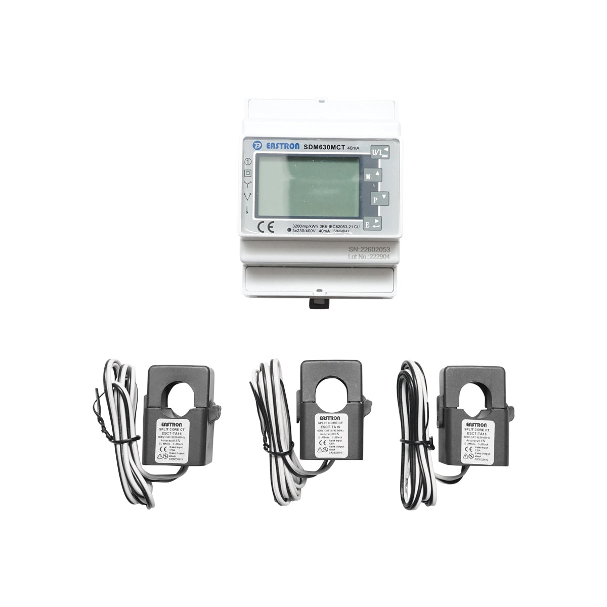 Intelligens mérőkészlet 380V, 120A, 40mA háromfázisú, digitális osztott magbiztosítékkal SDM630MCT Deye