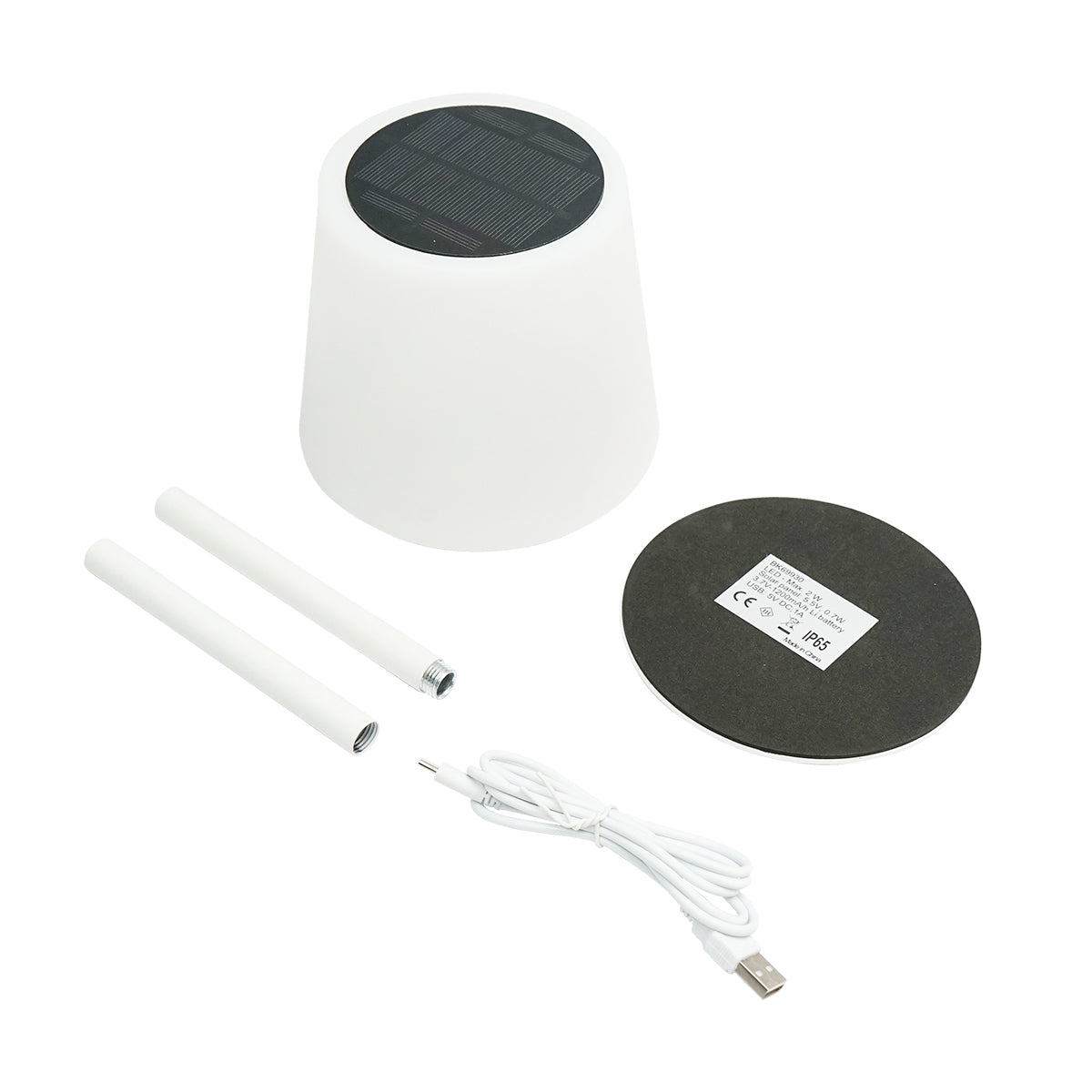 Napelemes LED asztali lámpa 2W, napelem 0,7W, akkumulátor 3,7V 1200mAh, USB 5V 1A, fehér Breckner Germany